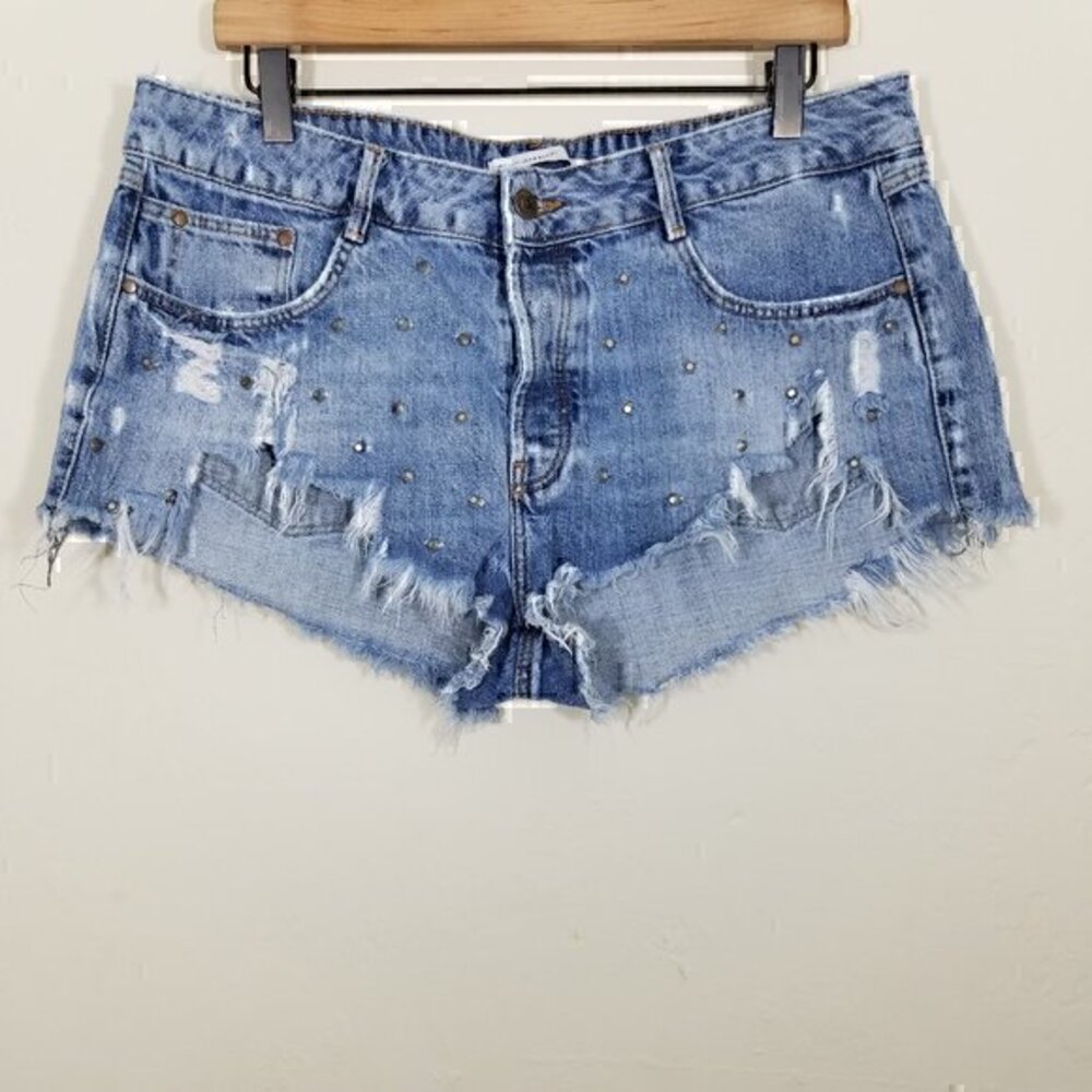 Zara‎ Button Fly Cut-Off Jean Shorts Size 10